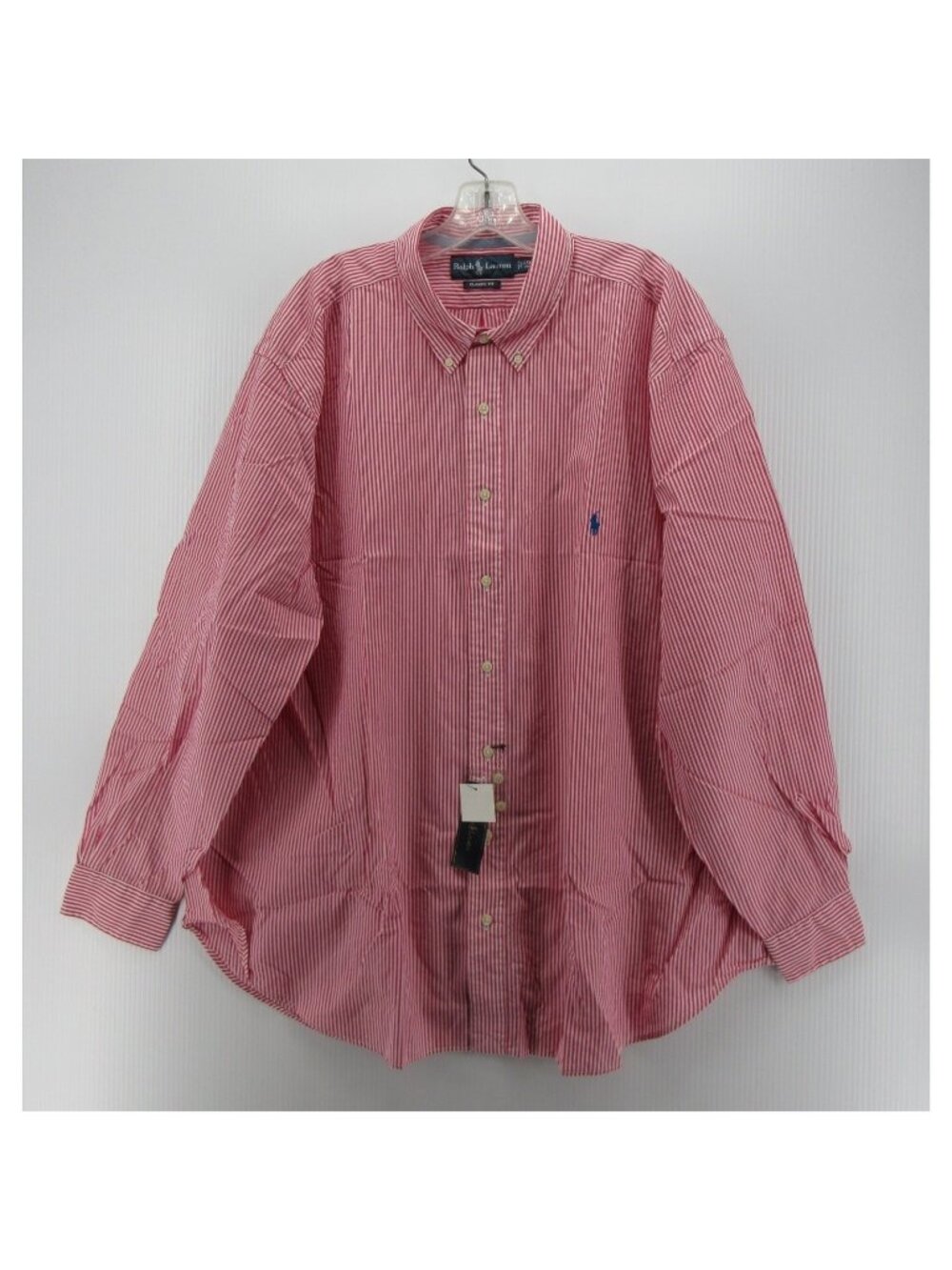 Ralph Lauren Shirt 2XB Big White Button Down Striped Classic Fit Woven